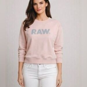 NWT G Star Raw Women’s Pink Premium Core Crewneck M /60 Cotton 40 Poly $110 MSRP